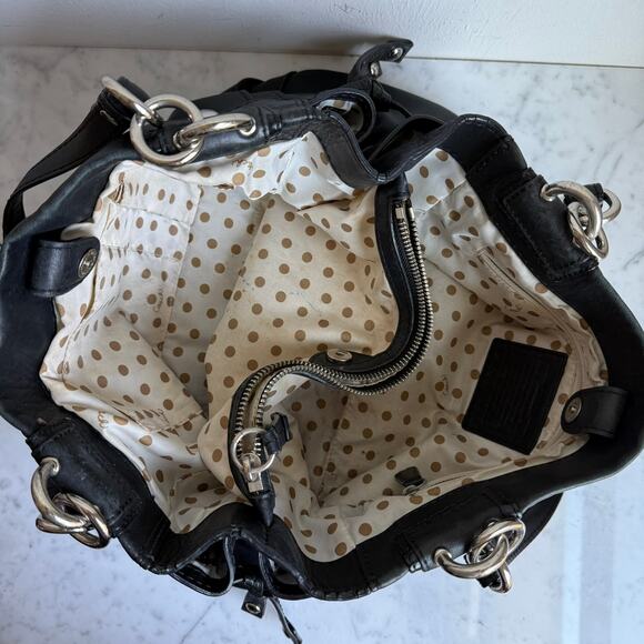 Coach Black Leather Shoulder Bag Peyton 14522 – Chain Strap Y2K Carryall - Picture 14 of 16